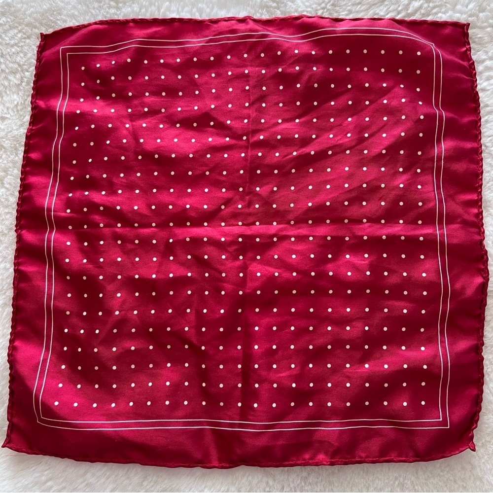 Vintage Raspberry Polka Dot Silk Pocket Square – 12”x12”